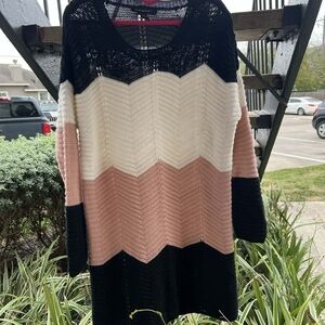 Ashley Stewart Black and Pink Knit Sweater